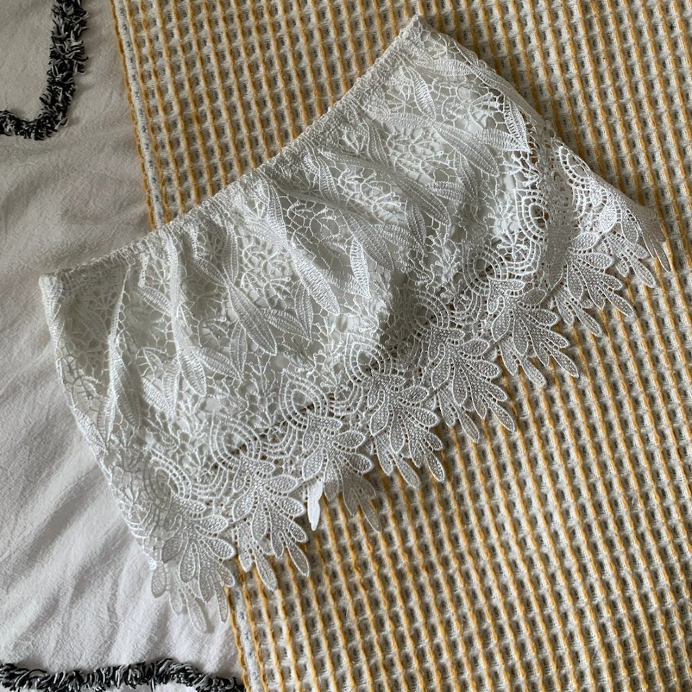 Off White Boho Lace Bandeau Top